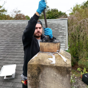 Chimney sweep after storm in Mercer County, NJ