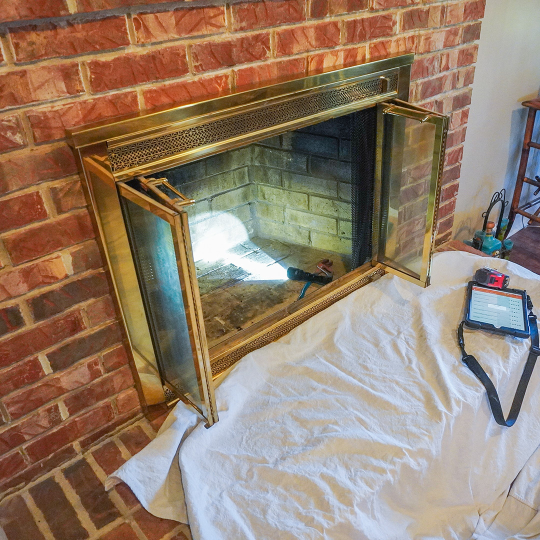 Drafty fireplace inspection in Princeton, NJ.